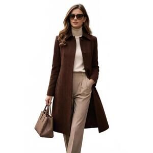 Harvé Benard Vintage Old Money Wool Coat by Benard Holtzman - Chocolate Brown